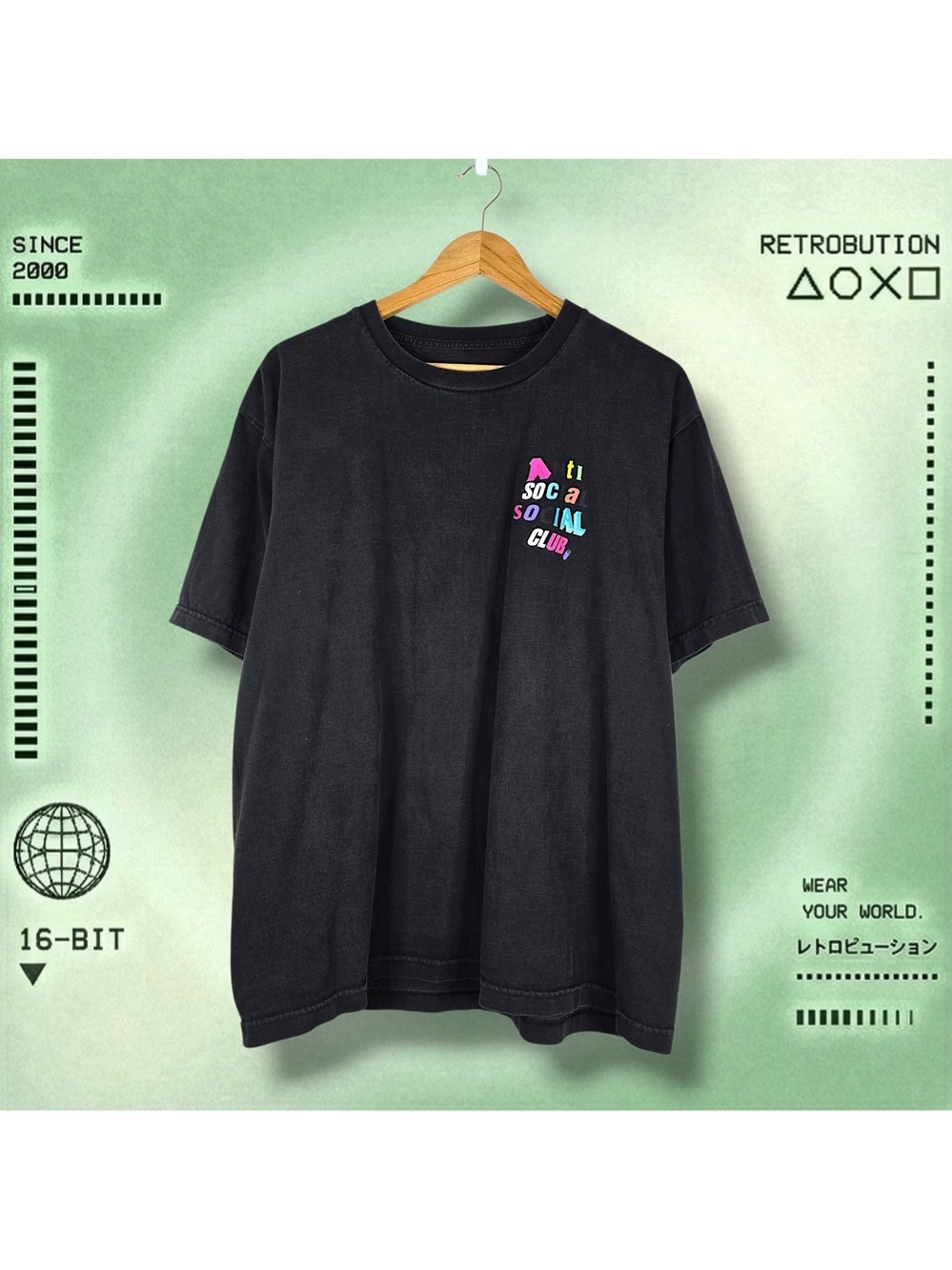 Anti Social Social Club Multi Color Spell Out Shirt Black Size XL